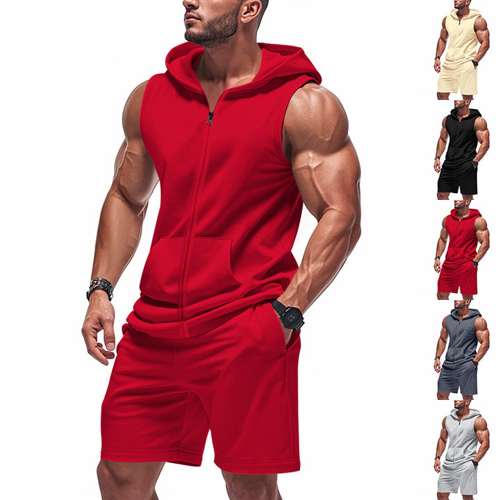 Herren Sportlicher Hoodie und Shorts Set Aliams