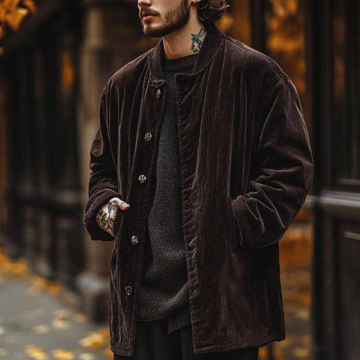 Herren Samtjacke mit Knopfverschluss und praktischen Taschen Aliams