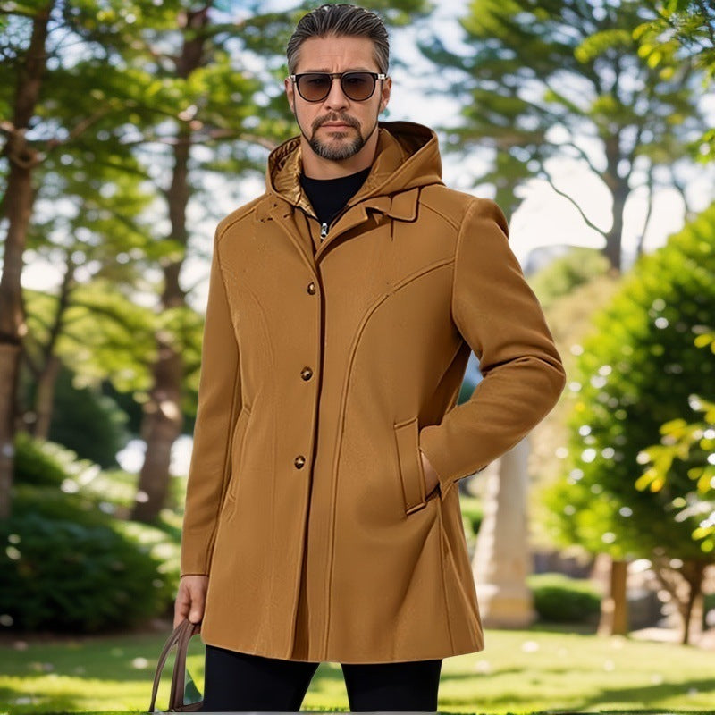 Herren elegante Übergangsjacke mit Kapuze und ausgestellten Abnähern Aliams