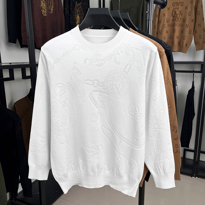 Herren hochwertiger Strickpullover mit 3D-Logo-Dessin Aliams