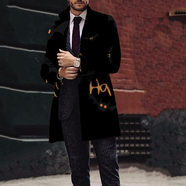 Herren Eleganter Trenchcoat mit Halloween-Motiv und klassischem Schnitt Aliams