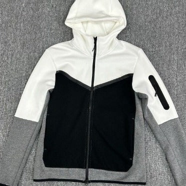 Herren sportliche Fleecejacke mit verstellbarem Kapuzenkragen und funktionalen Reißverschlusstaschen Aliams