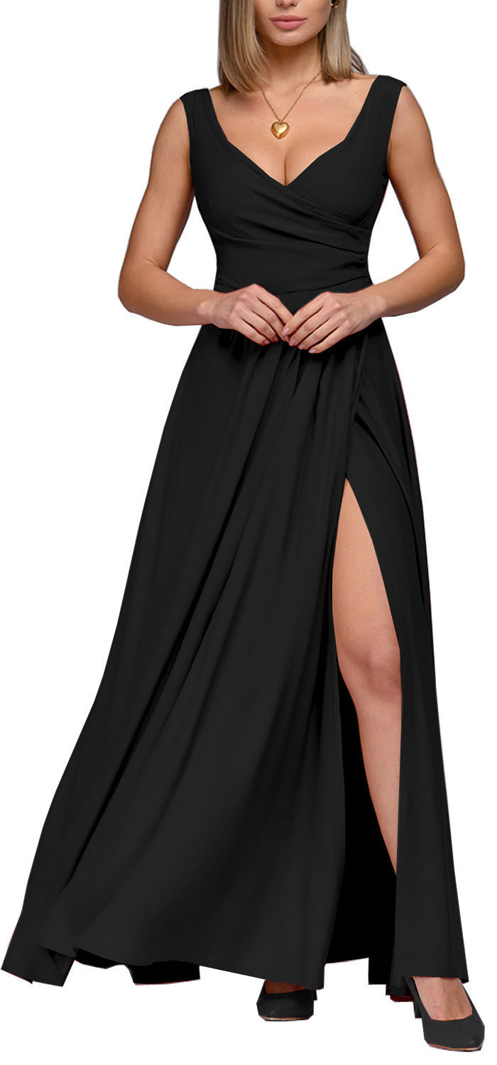 Aliams | Damen Elegantes Maxikleid mit Seitlichem Schlitz