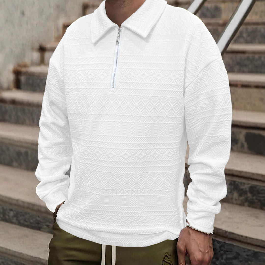 Herren Strickpullover mit Reißverschluss und strukturierter Oberfläche Aliams