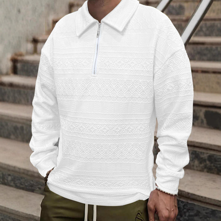 Herren Strickpullover mit Reißverschluss und strukturierter Oberfläche Aliams