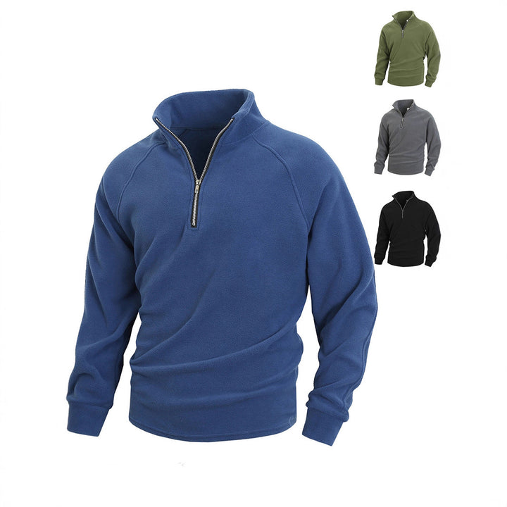 Herren Fleece-Pullover mit hohem Kragen und Reißverschluss Aliams