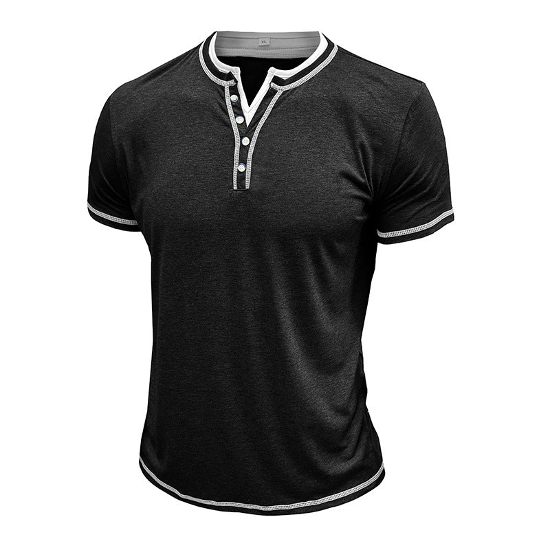Herren Kurzarm-Henley-Shirt mit edler Knopfleiste und bequemen Schnitt Aliams