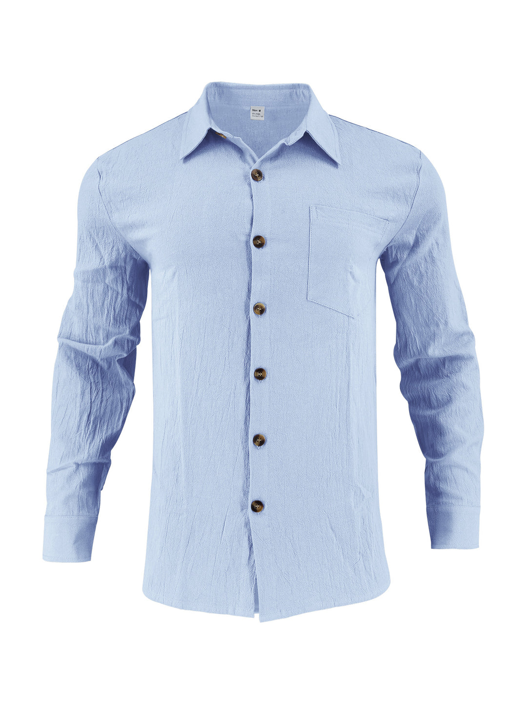 Herren elegantes Langarmhemd aus strukturierter Baumwolle mit praktischer Brusttasche Aliams