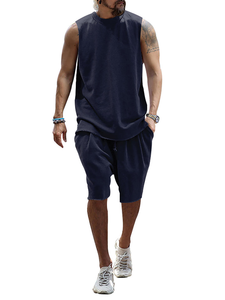 Herren sportliches Tanktop und Shorts-Set aus hochwertigem Baumwollmix Aliams