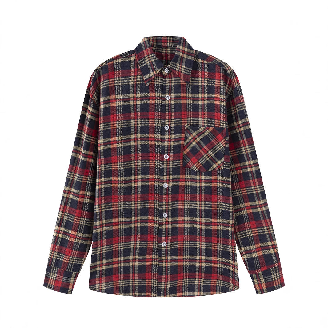 Herren Kariertes Langarmhemd mit Brusttasche Aliams