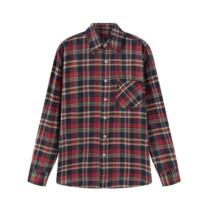 Herren Kariertes Langarmhemd mit Brusttasche Aliams