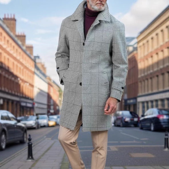 Herren Klassischer Karomantel Aliams