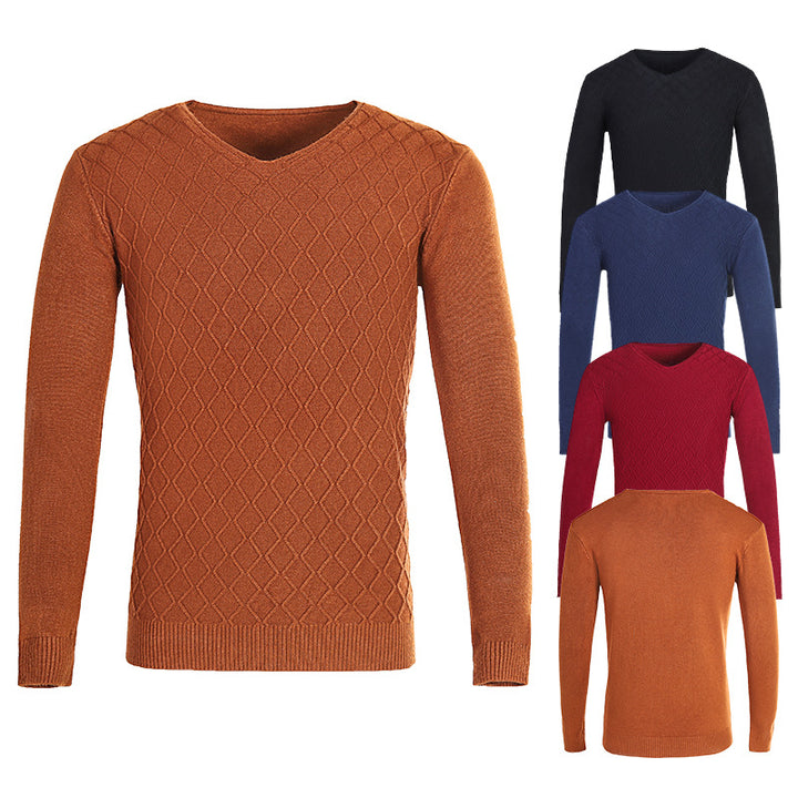 Herren V-Ausschnitt Pullover mit Strukturmuster Aliams