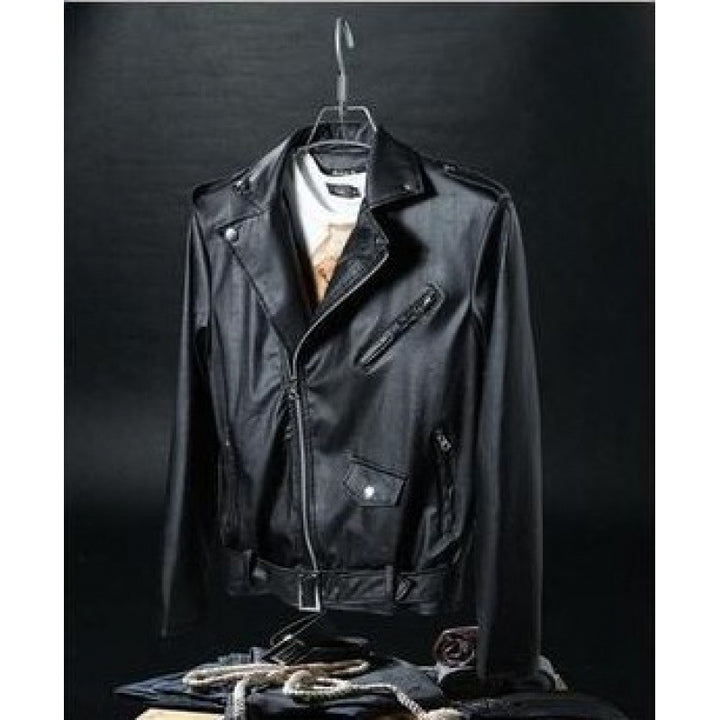 Herren Biker-Lederjacke mit asymmetrischem Reißverschluss und praktischen Ziertaschen Aliams