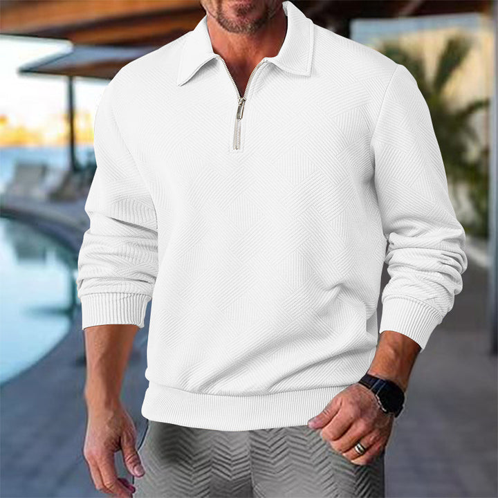 Herren Strickpullover mit kurzer Reißverschlussfront und strukturiertem Design Aliams