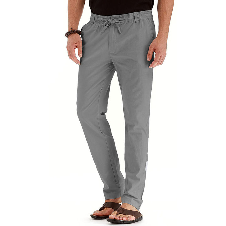 Herren Relaxed Fit Leinenhose mit elastischem Bund und komfortabler Passform Aliams