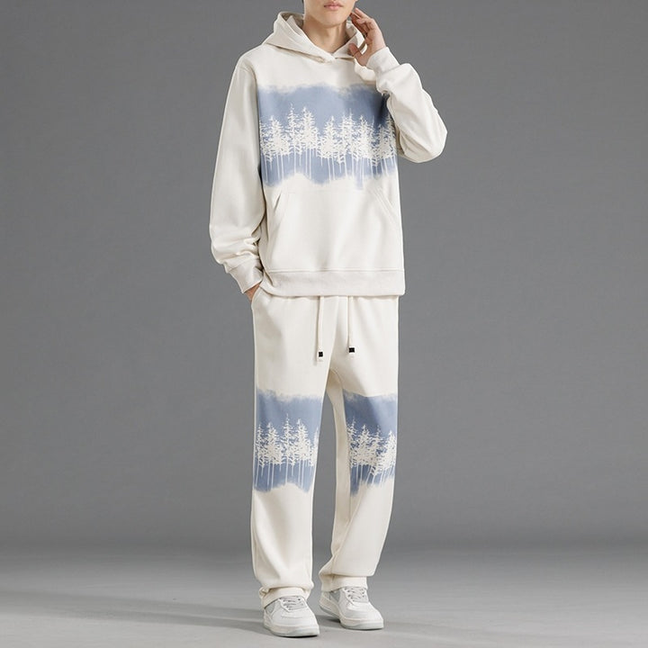 Herren Freizeit-Loungewear-Set mit entspannter Passform und kreativen Baum-Print Aliams