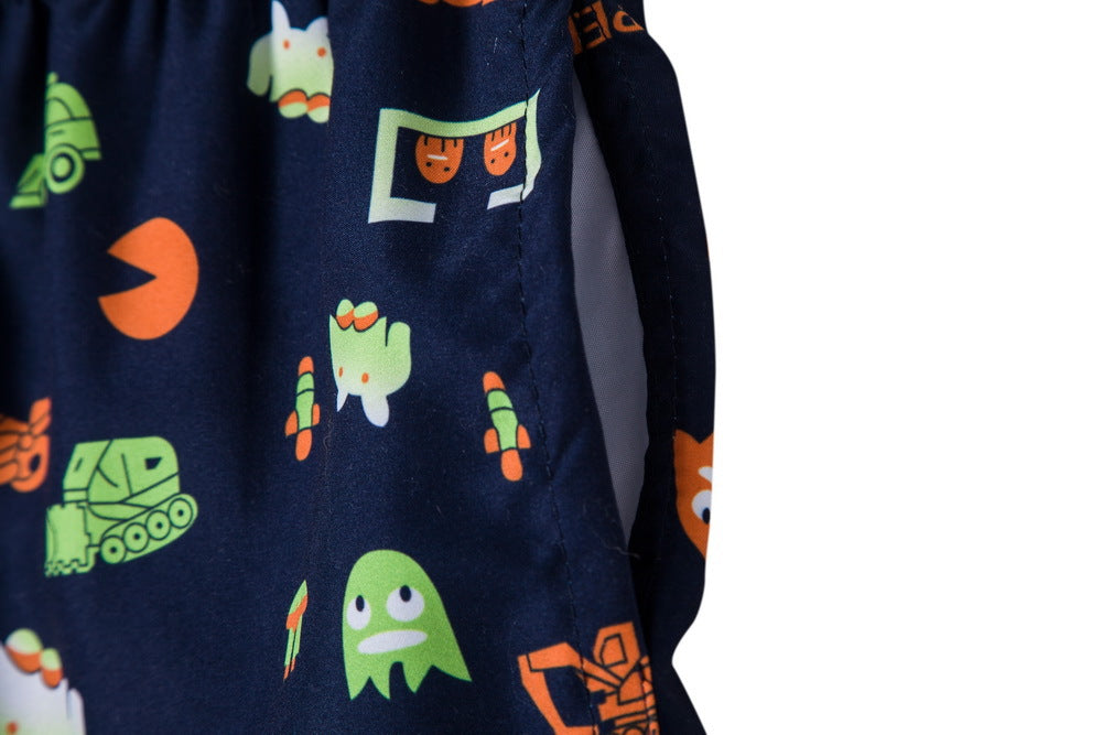 Herren Badeshorts im verspielten Grafikdesign mit elastischem Bund und Reißverschluss Aliams