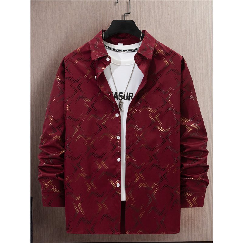 Herren elegantes Langarmhemd mit modernem Muster und atmungsaktiver Oberfläche Aliams