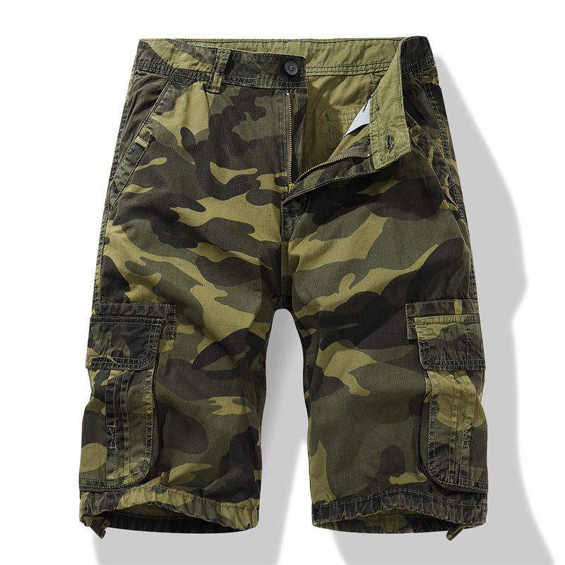 Herren Camouflage Cargo-Shorts mit vielseitigen Taschen und verstellbarem Bund Aliams