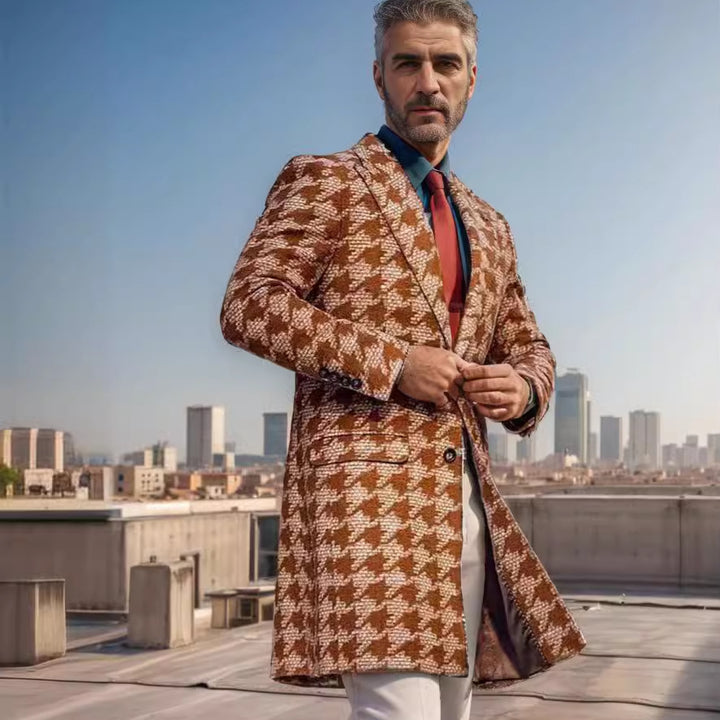 Herren eleganter Mantel im Hahnentrittmuster Aliams