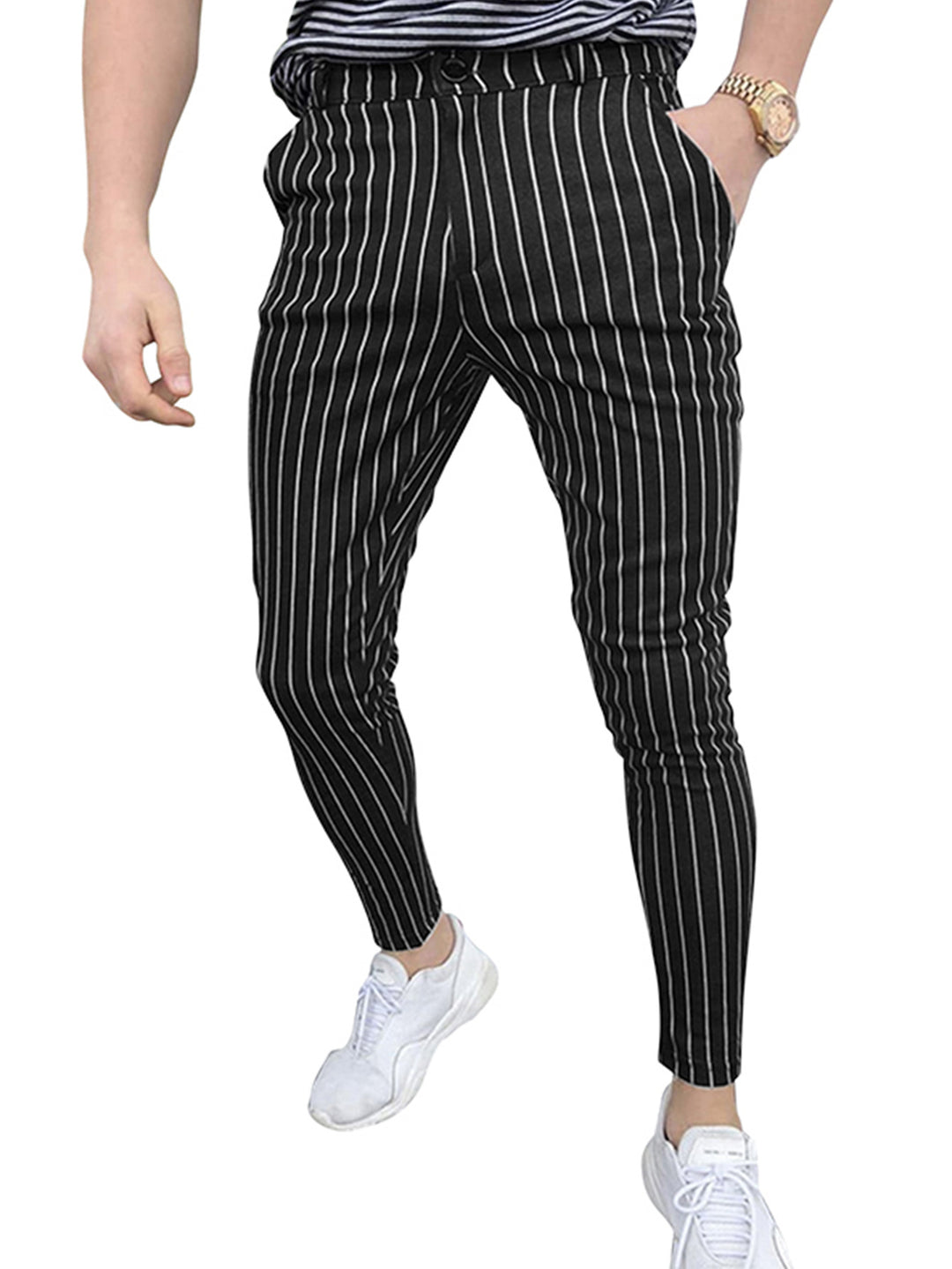 Herren elegante Slim-Fit Jeans im modernen Streifenmuster Aliams