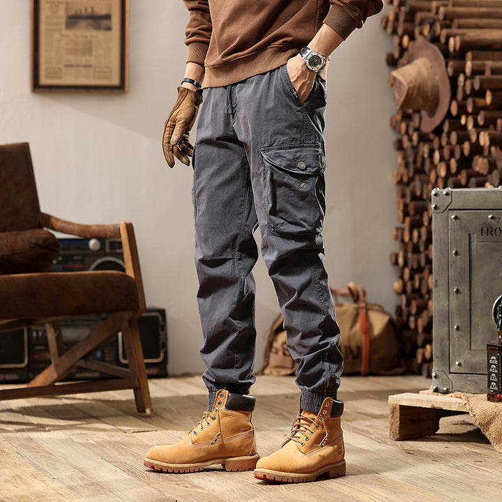Herren vielseitige Cargo-Hose mit gepolsterten Taschen und elastischem Bund Aliams