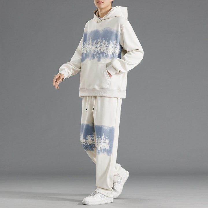 Herren Freizeit-Loungewear-Set mit entspannter Passform und kreativen Baum-Print Aliams