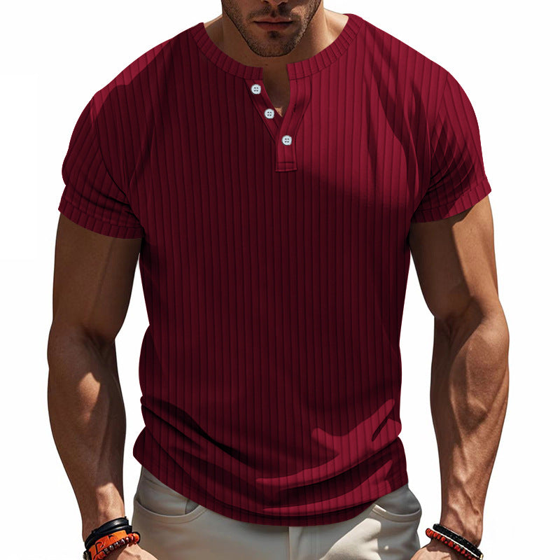 Herren Kurzarm-Henley-T-Shirt mit strukturiertem Design Aliams