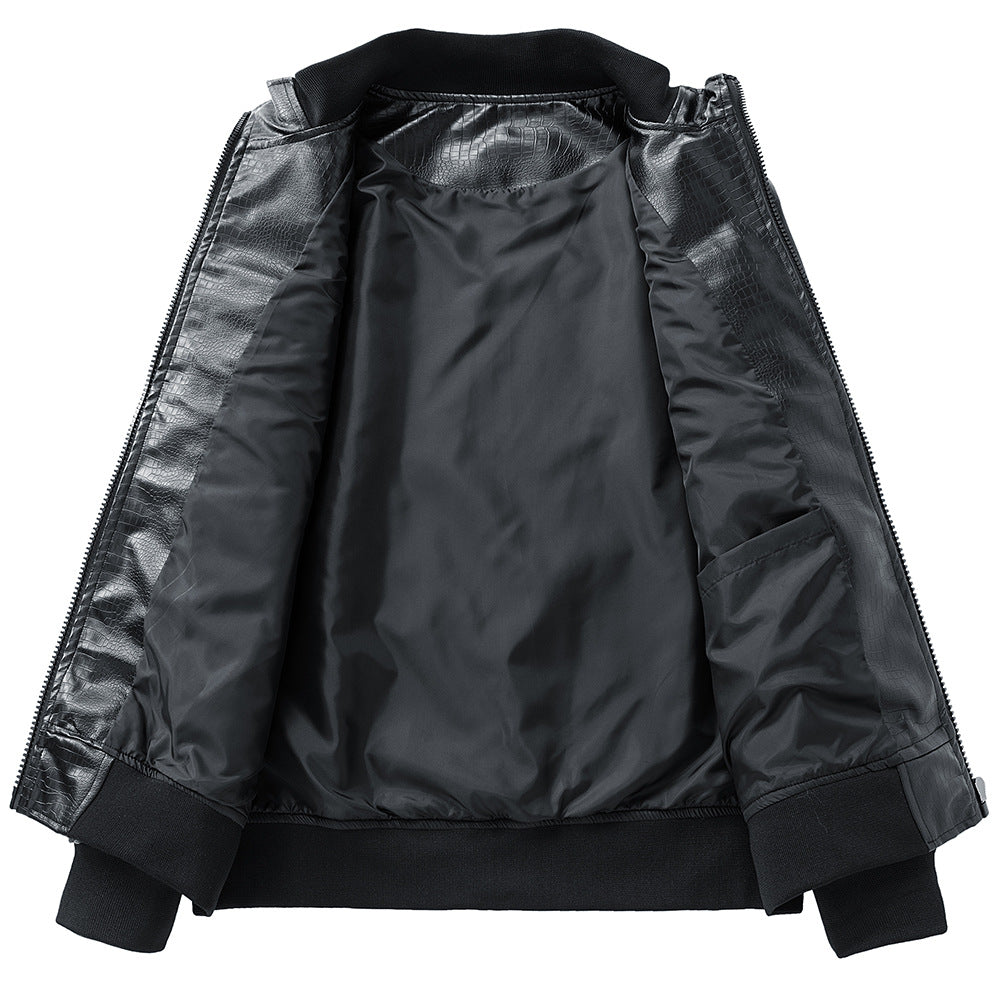 Herren Kunstlederjacke im modernen Design mit praktischen Pattentaschen Aliams