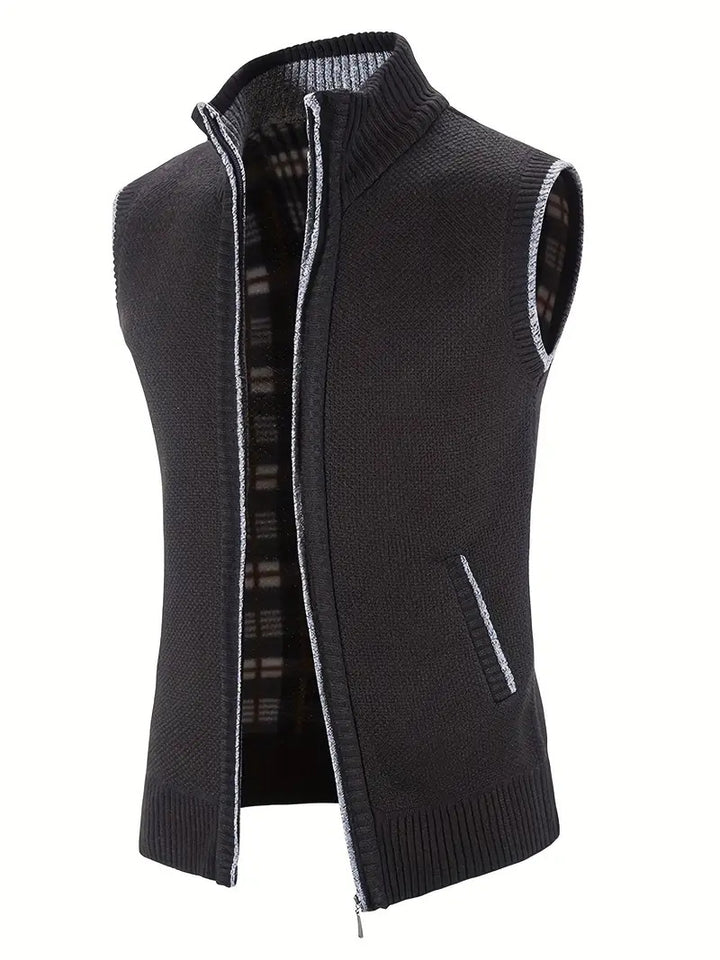 Herren Strickweste mit hohem Kragen und seitlichen Taschen Aliams