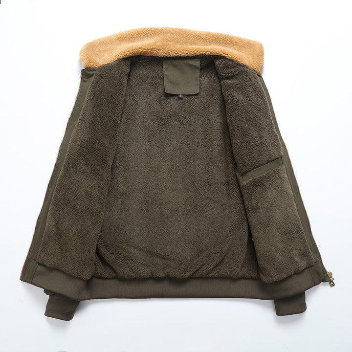 Herren Bikerjacke mit abnehmbarem Kunstfellkragen und vielseitigen Taschen Aliams