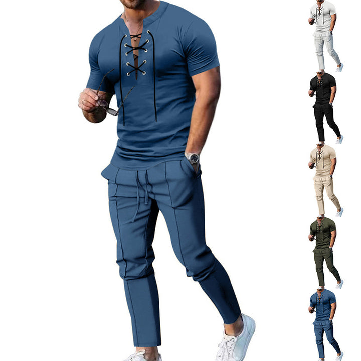 Herren Freizeit-Set mit lässigem Henley-Oberteil und modernen Jogginghosen Aliams