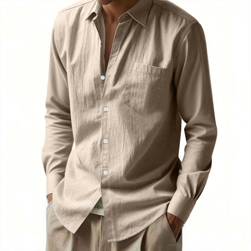 Herren elegantes Langarm-Hemd mit strukturiertem Design und praktischer Brusttasche Aliams