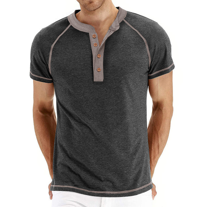 Herren Kurzarm-Henley-Shirt mit kontrastierenden Details und bequemer Passform Aliams