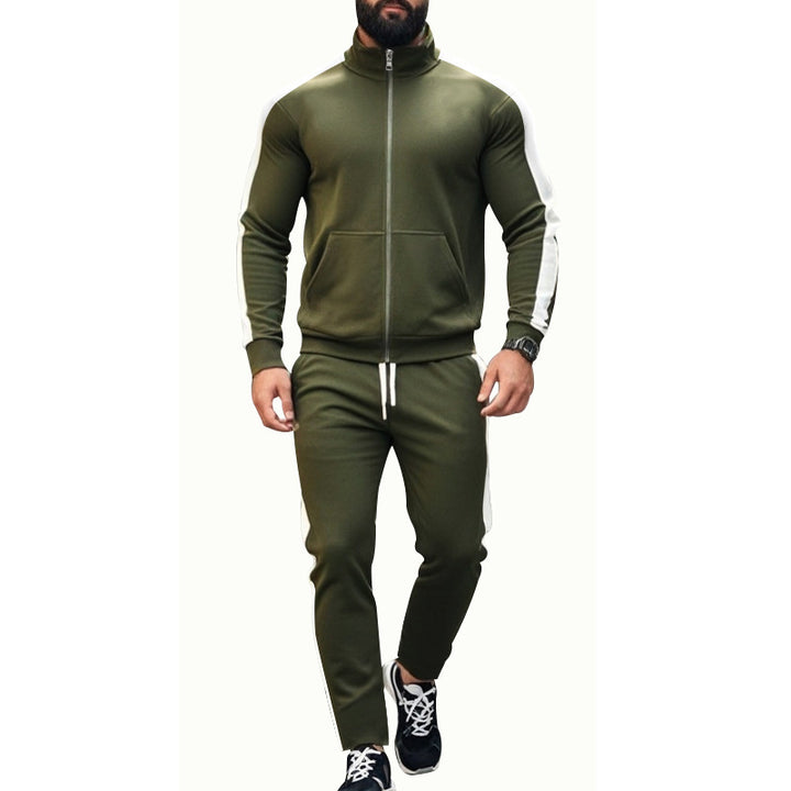 Herren sportliches Trainingsanzug mit weichem Fleece und Kontraststreifen Aliams
