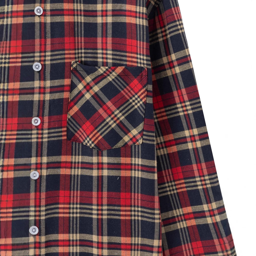 Herren Kariertes Langarmhemd mit Brusttasche Aliams