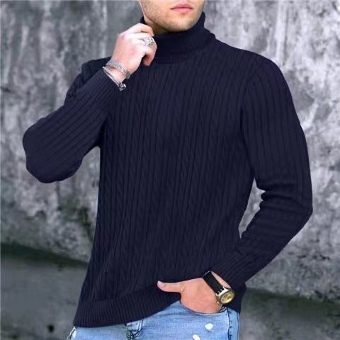 Herren Strickpullover mit modernem Rippmuster und hohem Kragen Aliams