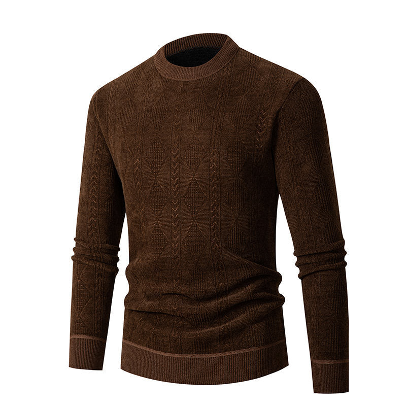 Herren Strickpullover mit strukturiertem Zopfmuster und hohem Kragen Aliams