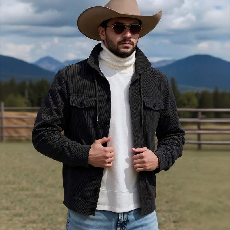 Herren Cordjacke mit praktischen Brusttaschen und Kordelzug Aliams