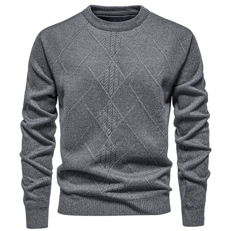 Herren Strickpullover mit strukturiertem Rautenmuster und klassischem Rundhalsausschnitt Aliams