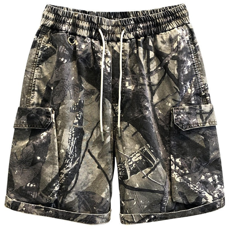Herren Cargo-Shorts mit praktischem Camouflage-Muster und elastischem Bund Aliams