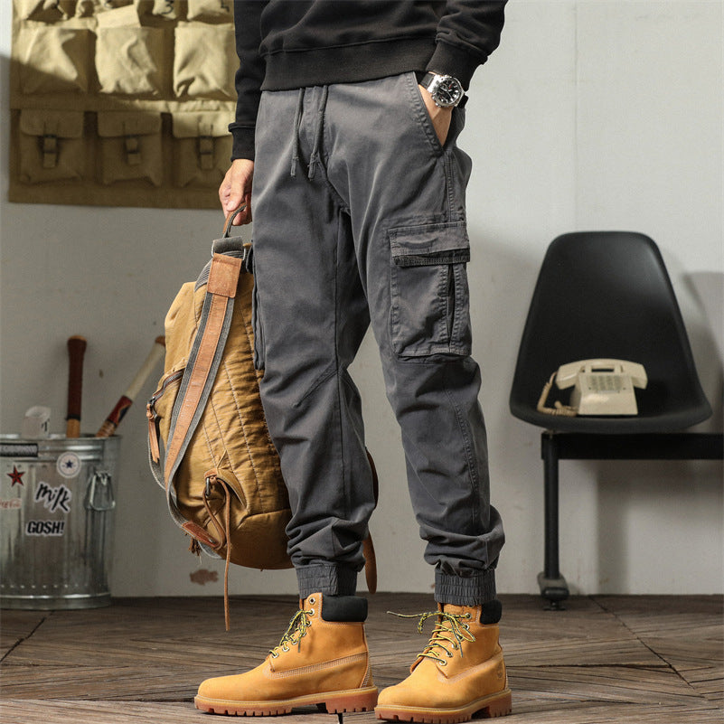 Herren elegante Cargo-Hose mit funktionalen Taschen und elastischem Bund Aliams