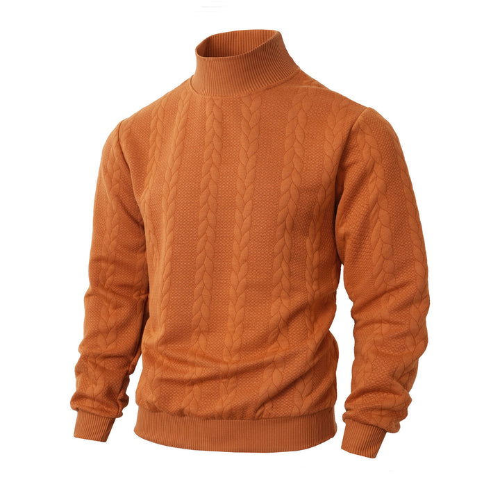 Herren Strickpullover mit hohem Kragen und innovative Zopfdetails Aliams