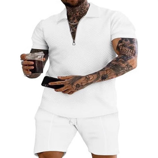 Herren sportliches Oberteil und Shorts Set mit strukturiertem Design Aliams