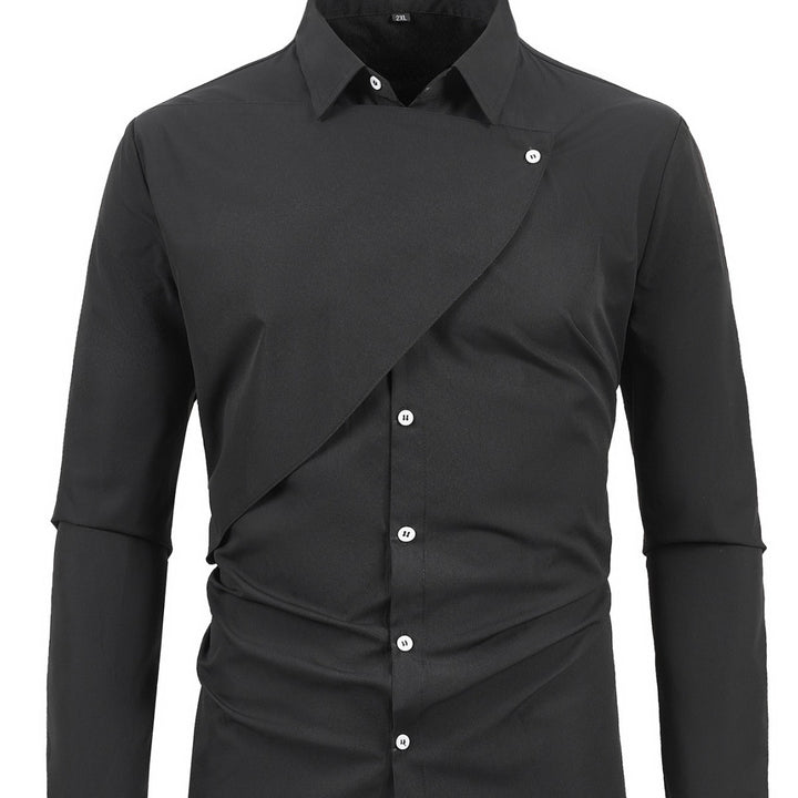 Herren Kreatives Langarmhemd mit asymmetrischem Design Aliams