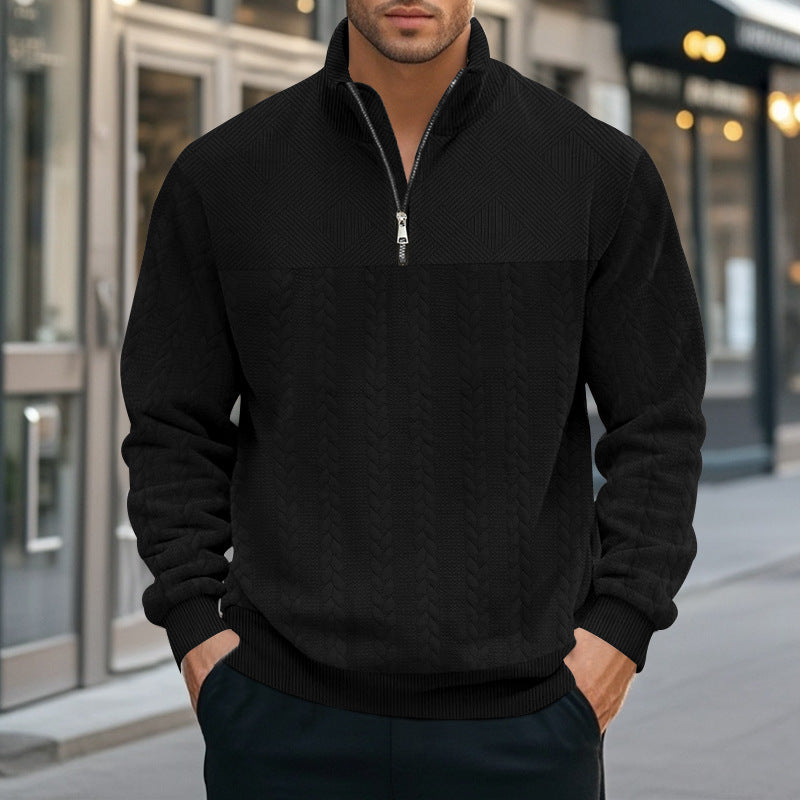Herren Strickpullover mit modernem Stehkragen und Reißverschluss Aliams