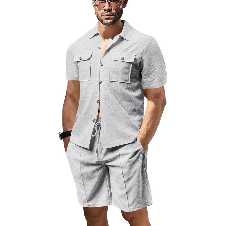 Herren Kurzarm-Hemd und lässige Shorts im modernen Design Aliams