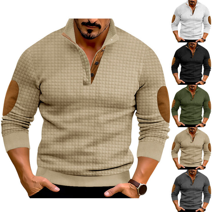Herren Strukturierter Pullover mit Lederakzenten Aliams