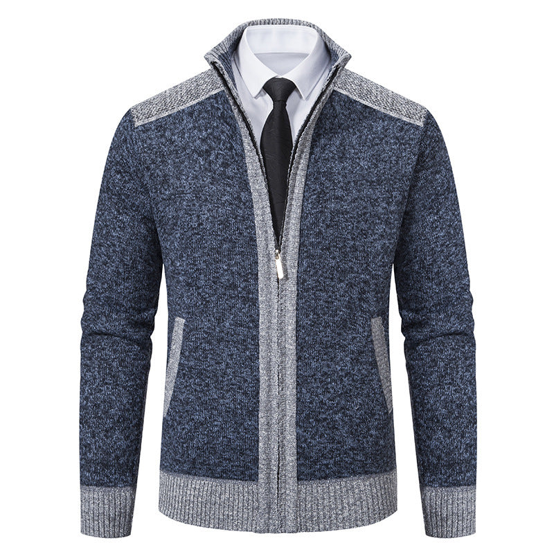 Herren elegante Strickjacke mit modernem Reißverschluss und hohem Kragen Aliams